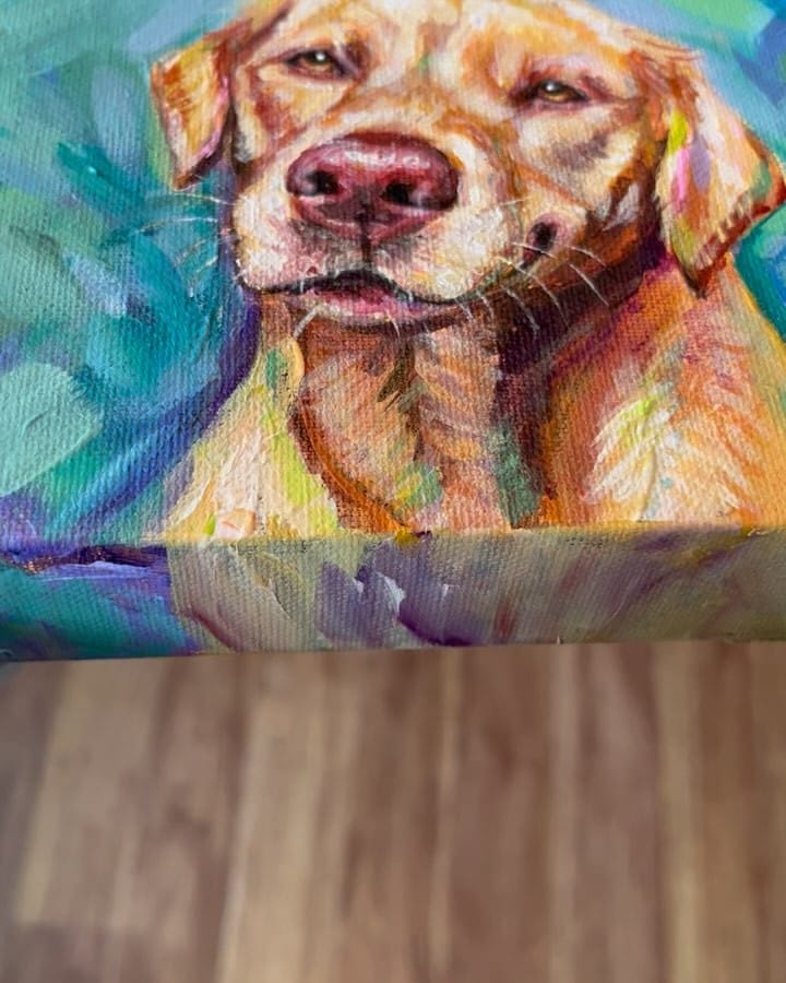hand-painted pet portrait on canvas