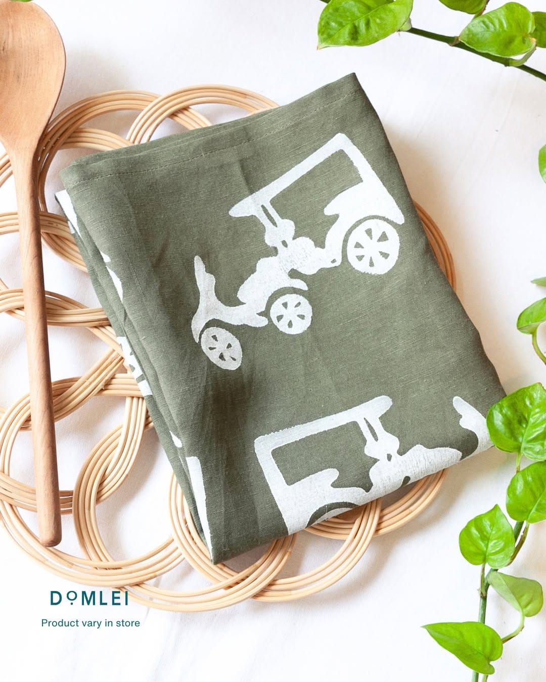 hand-stamped tea towels with floral designs