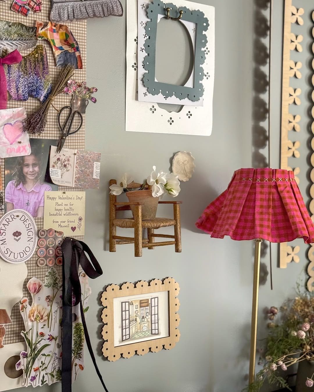 Whimsical handmade painted lampshade