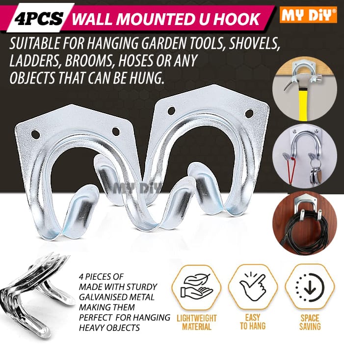 ladder hanging on wall hooks