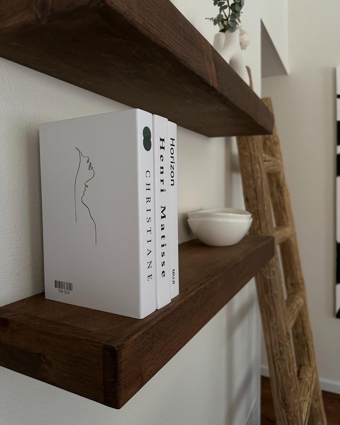 Elegant handmade wooden floating shelves