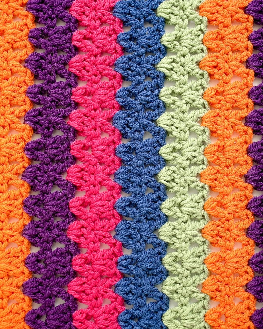 vibrant crochet blanket with intricate patterns