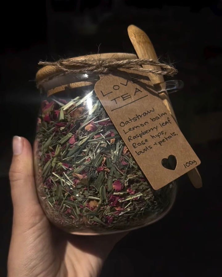 DIY herbal tea blend in glass jars