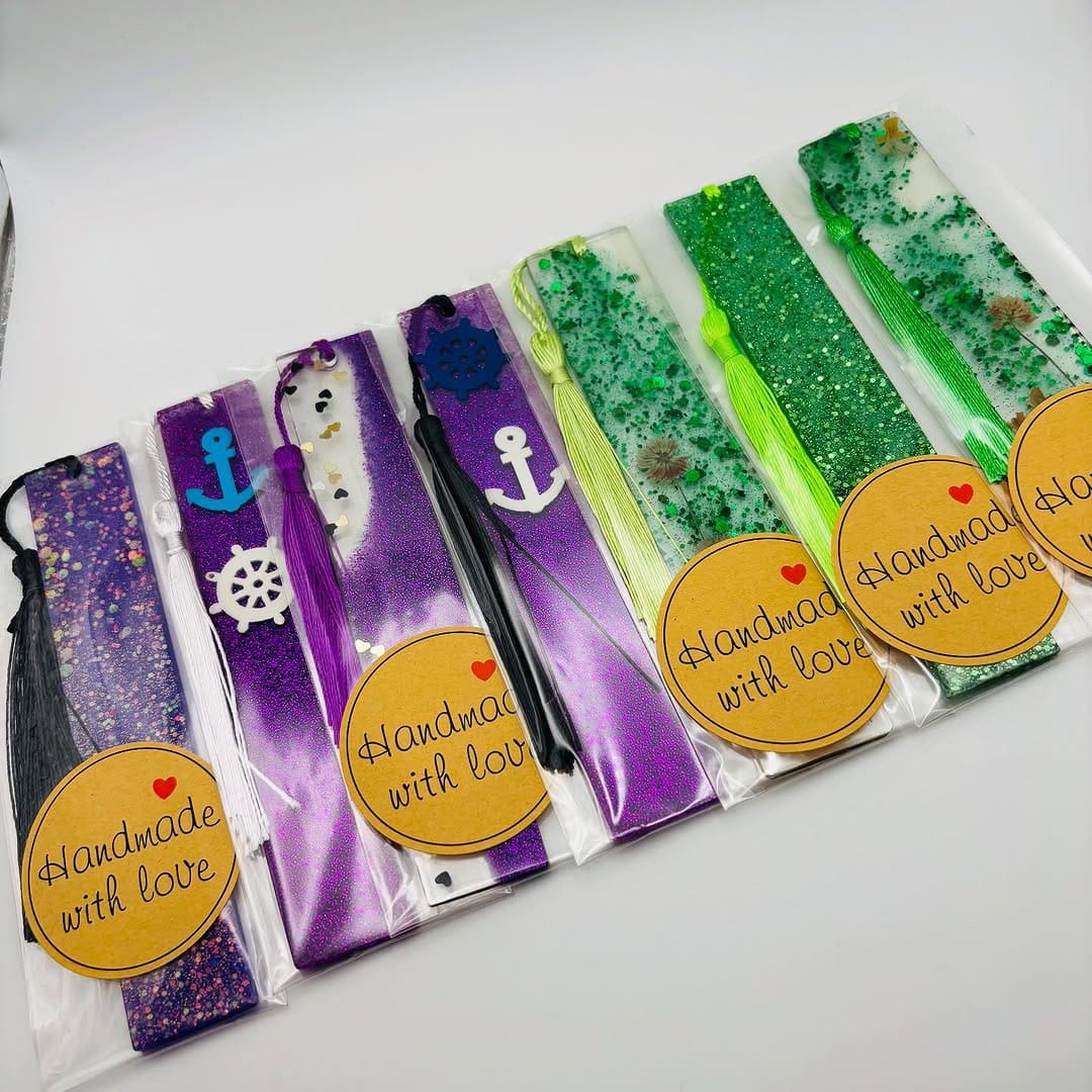 handmade bookmarks with ribbon and beads