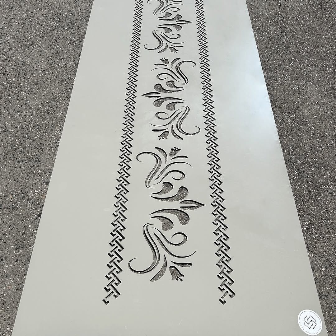 Bold stenciled pattern handmade canvas art