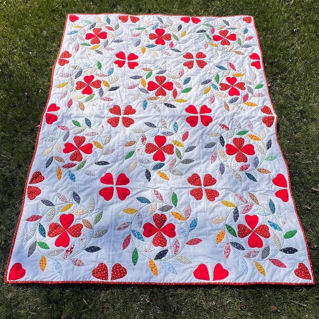 handmade love pillow with heart appliqué
