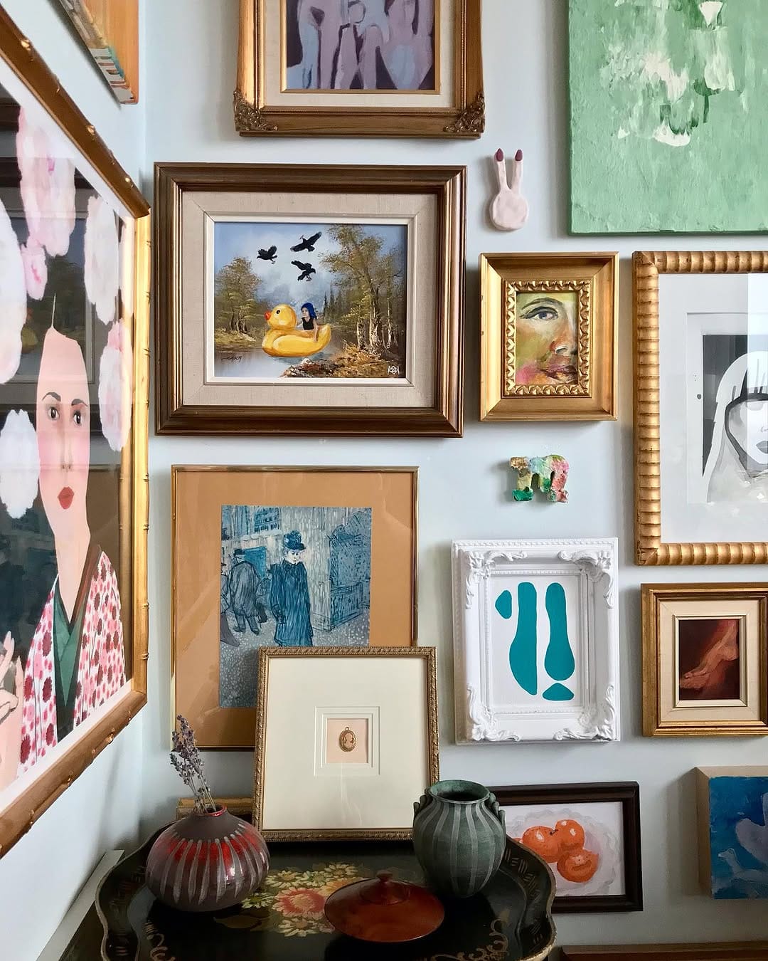 Wall with various framed shadow boxes