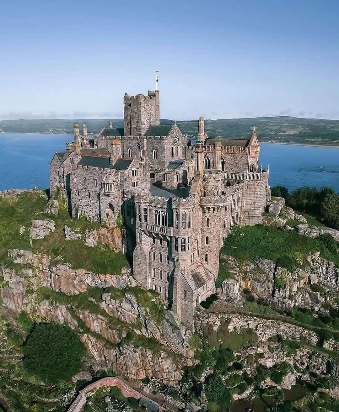 Majestic hand-painted castle mural