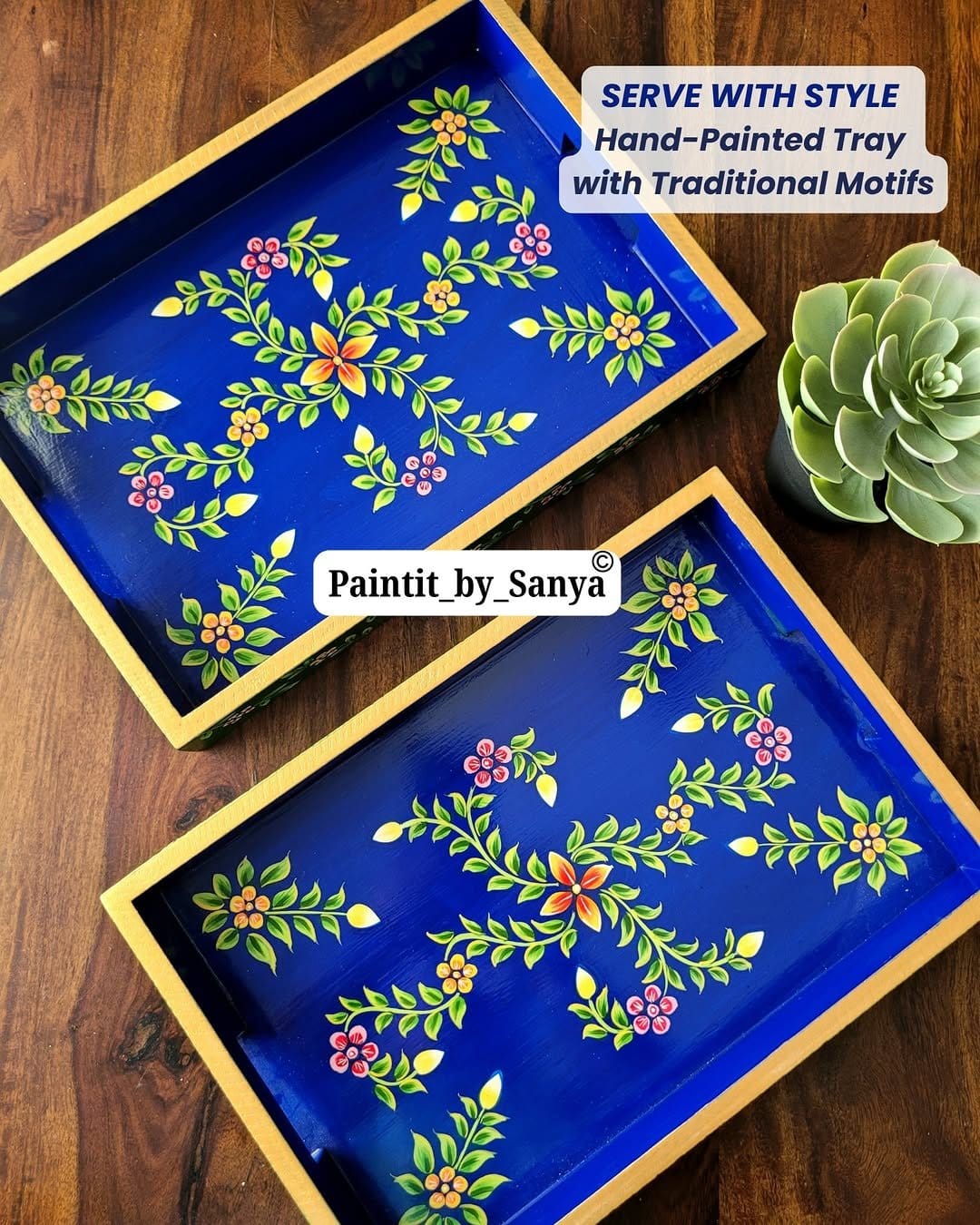 Artistic handmade serving tray
