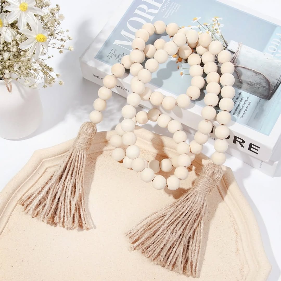 Chic painted wooden bead wall hanging