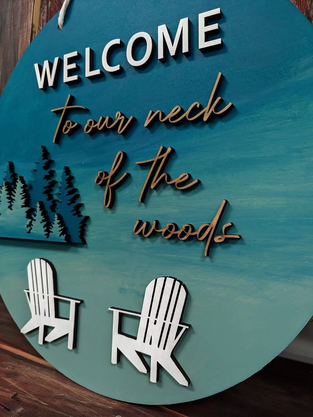Rustic wooden DIY welcome sign