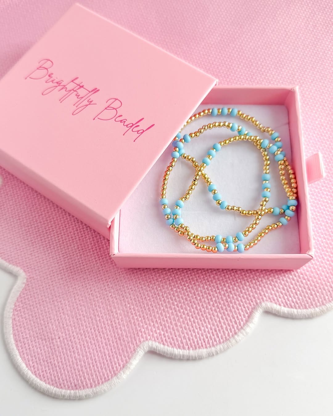 colorful beaded bracelets in a jewelry box