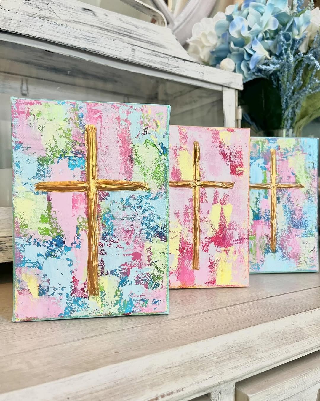 Vibrant colorful handmade abstract canvas