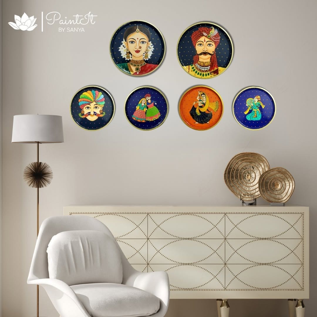 Wall with colorful painted plates