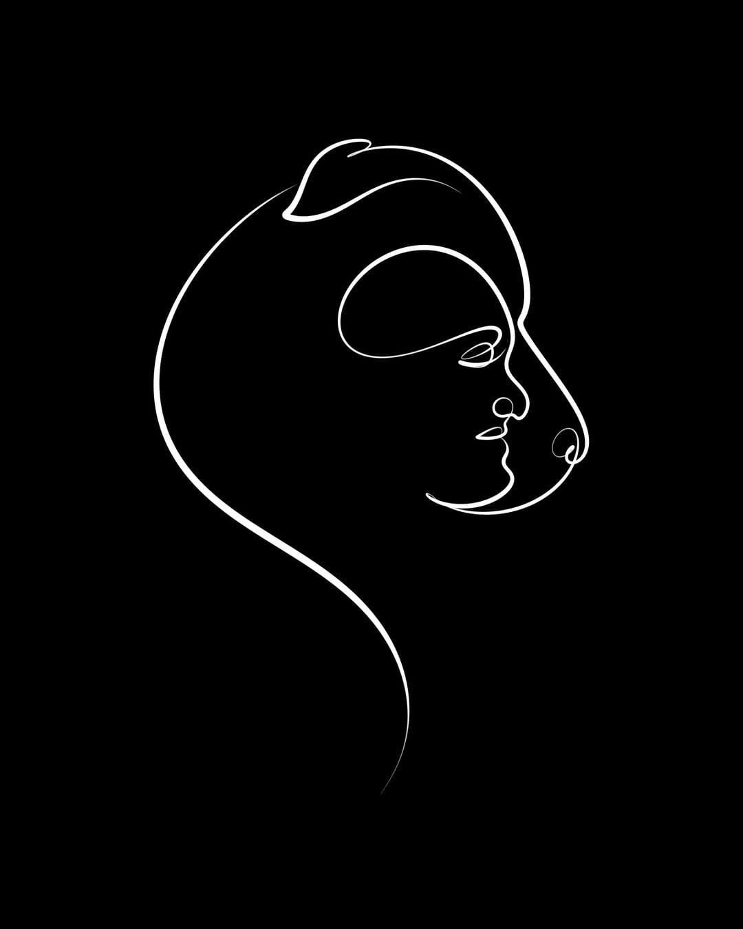 Minimalist abstract line drawing on canvas