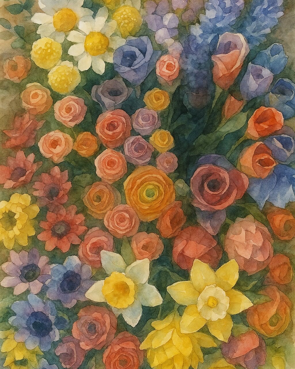 colorful felt flowers arranged in a vase