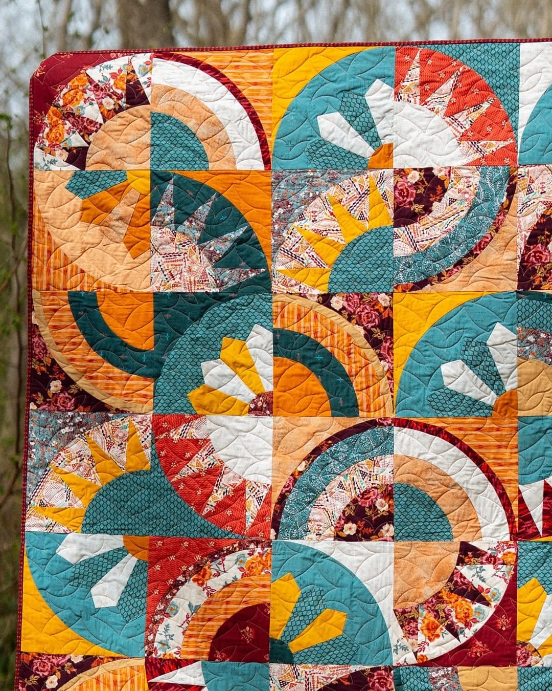 Patterned DIY magazine strip quilt art
