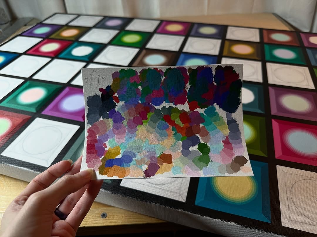 colorful button art on canvas