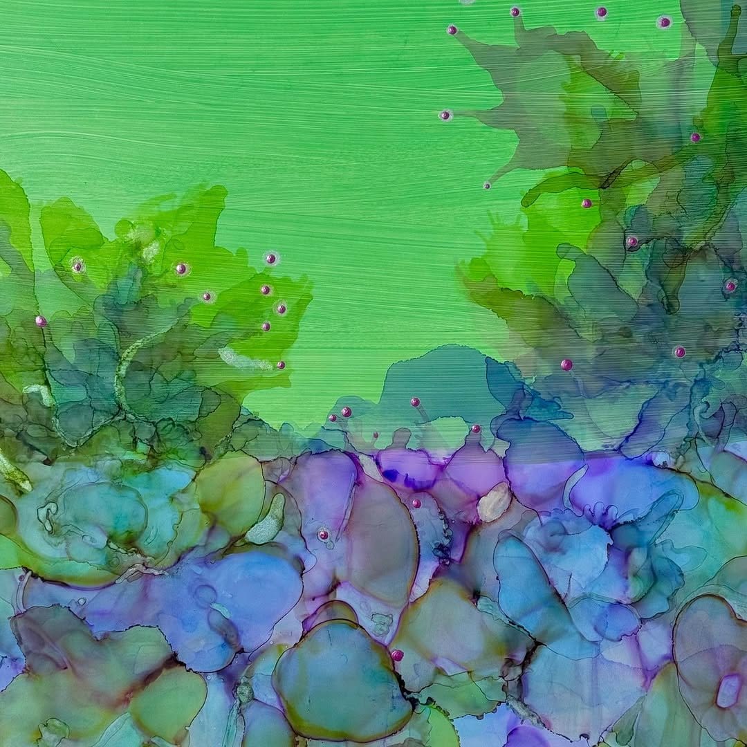 Ethereal alcohol ink handmade abstract art