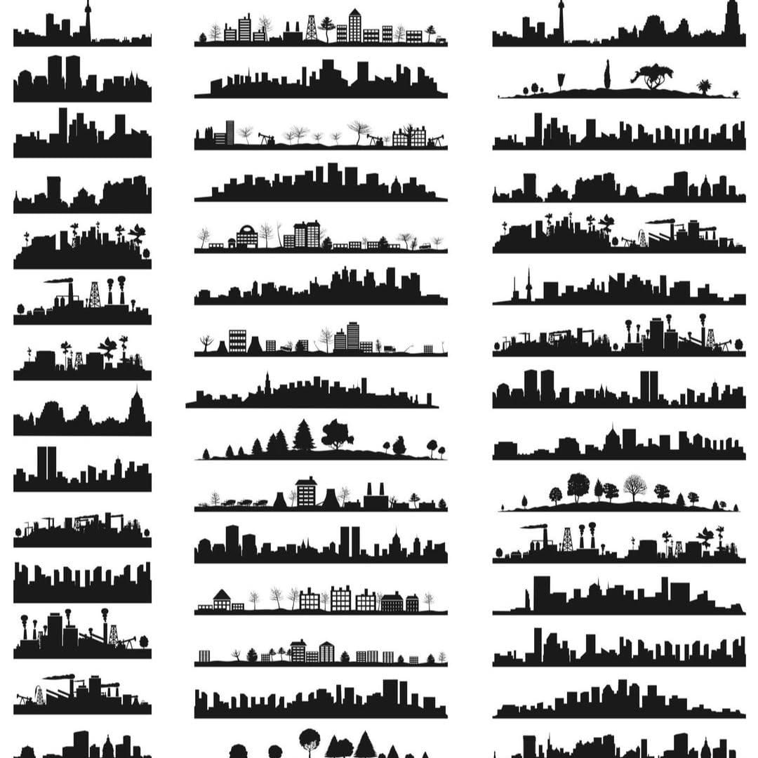 Modern silhouette city map wall art