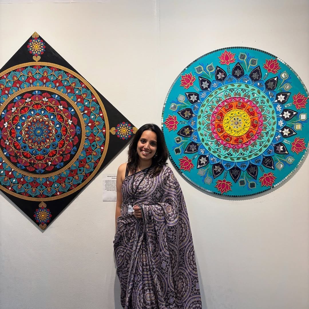 Detailed mandala wall hanging with beads