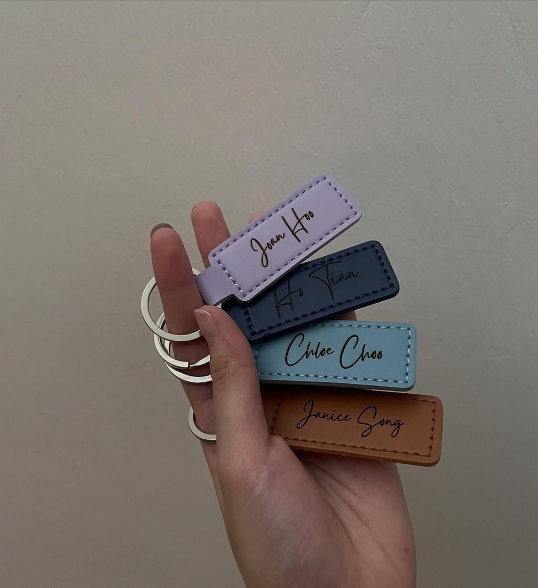 leather keychains with embossed initials