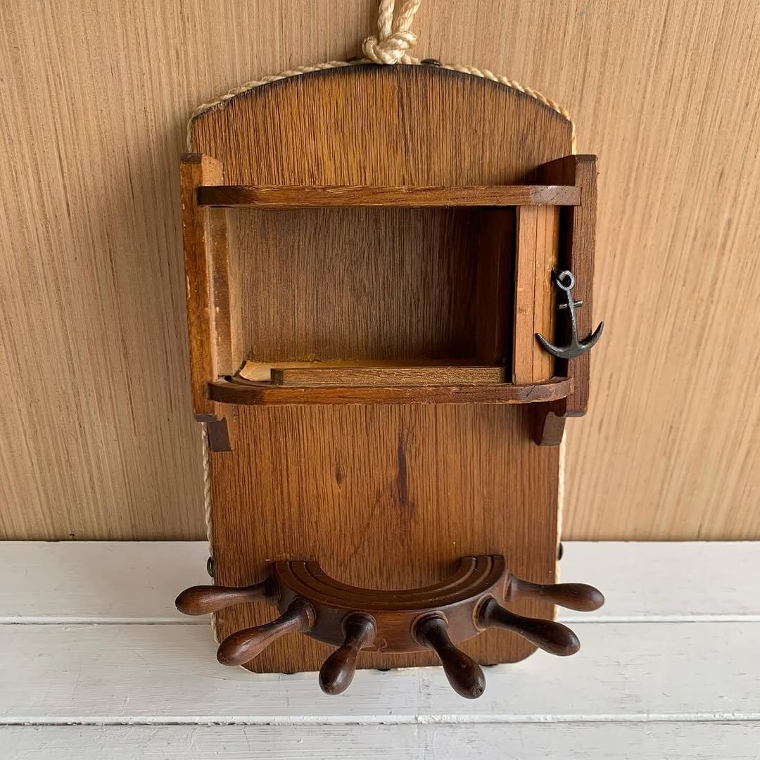 Rustic leather and wood wall hanging