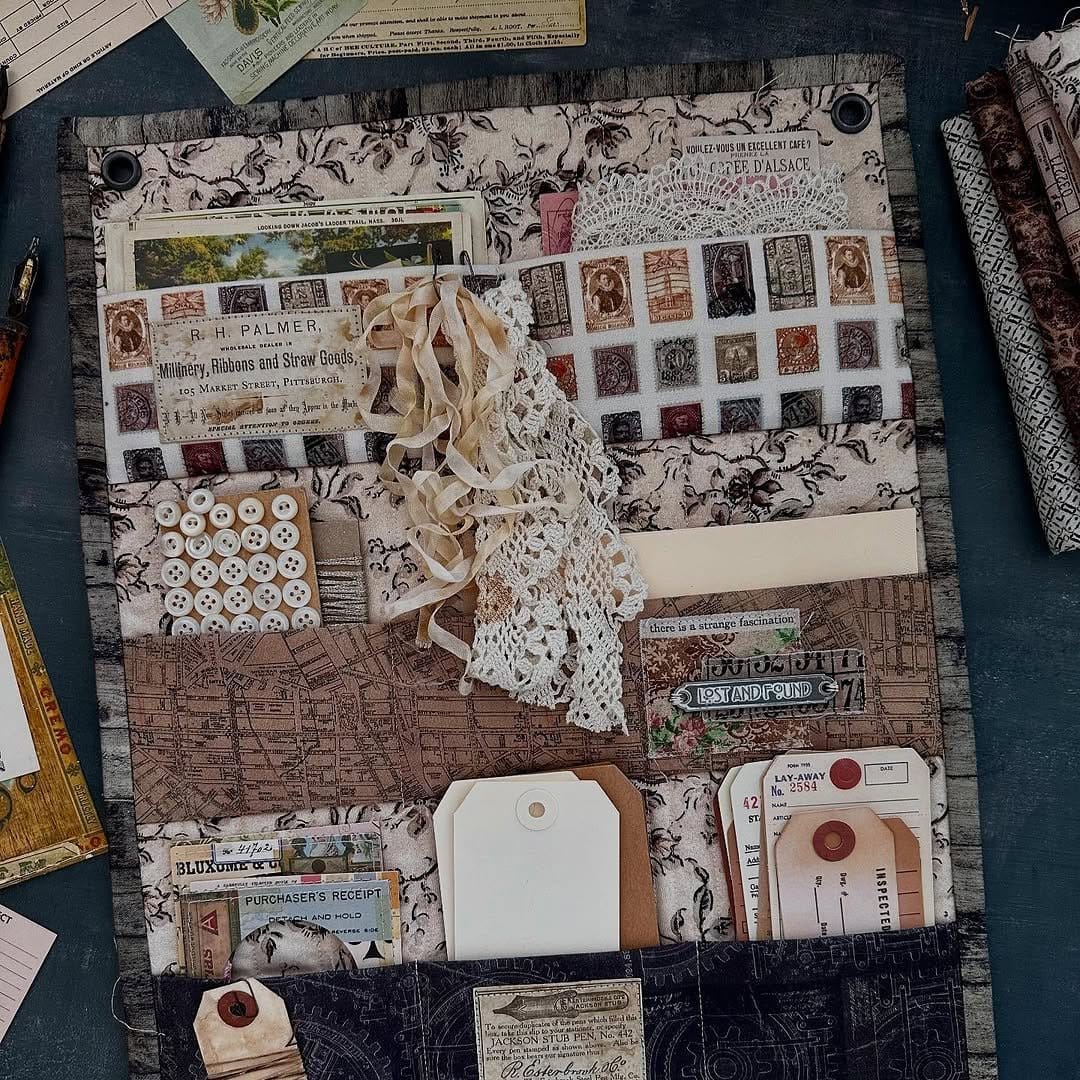 Eclectic fabric scrap DIY canvas art
