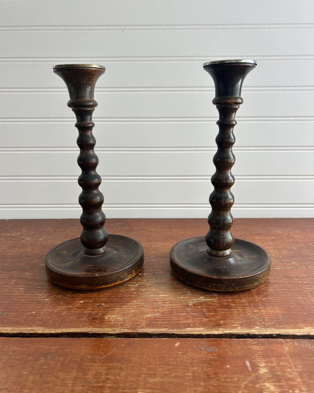 rustic wooden candle holders with candles