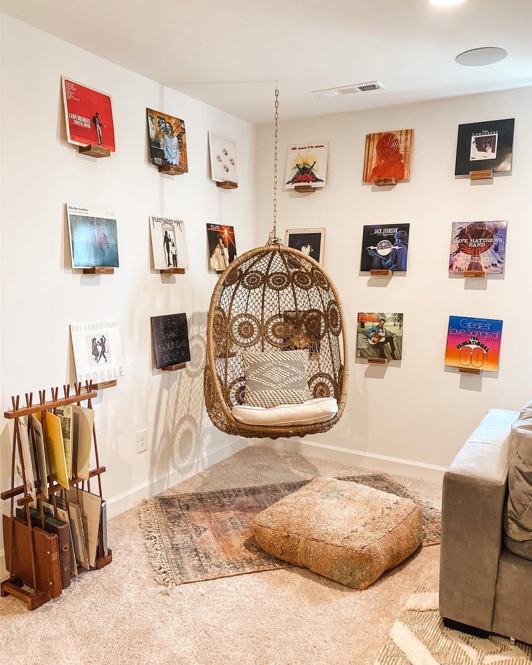 Wall with vintage vinyl records
