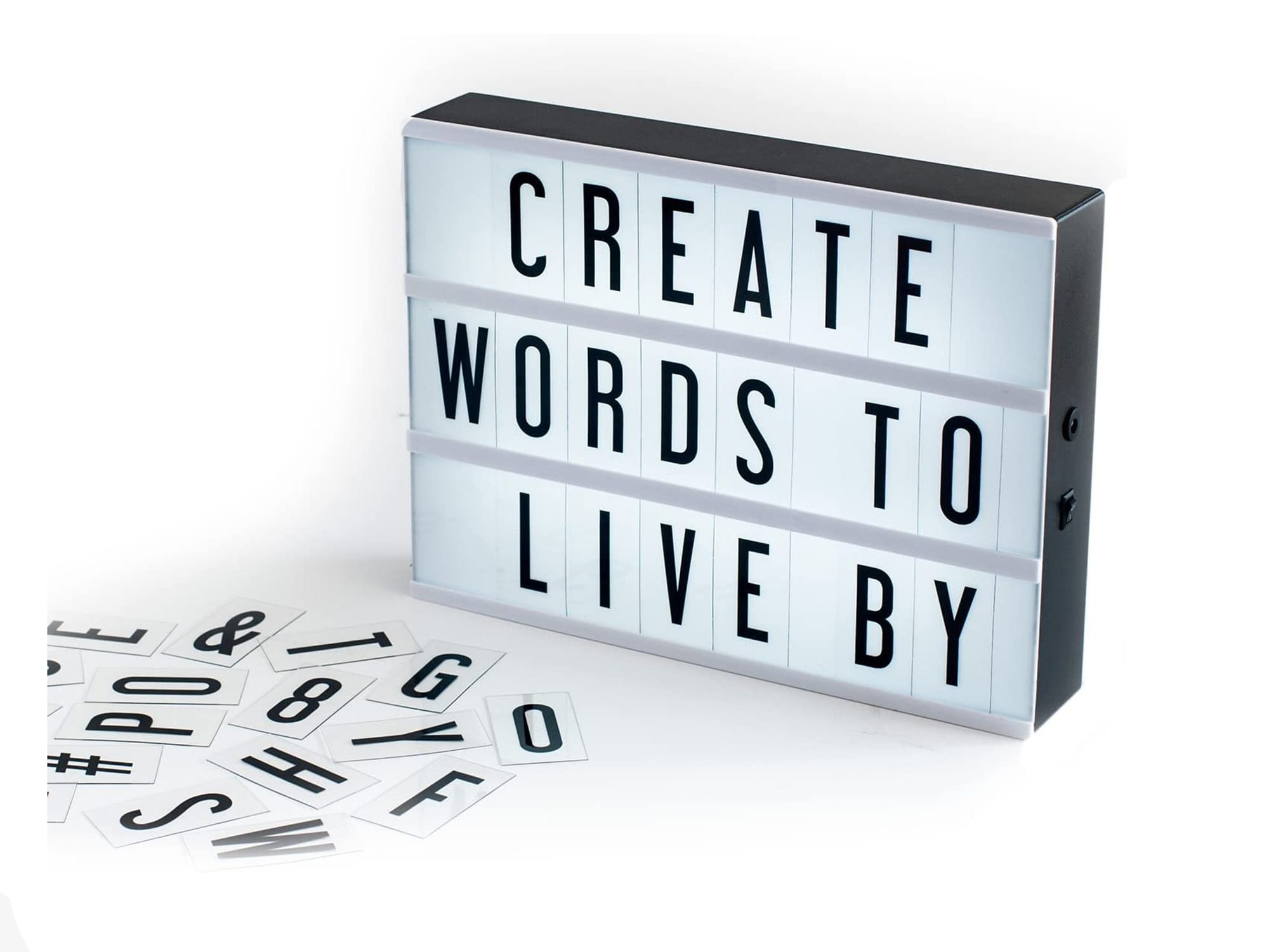 lightbox with interchangeable letters and phrases