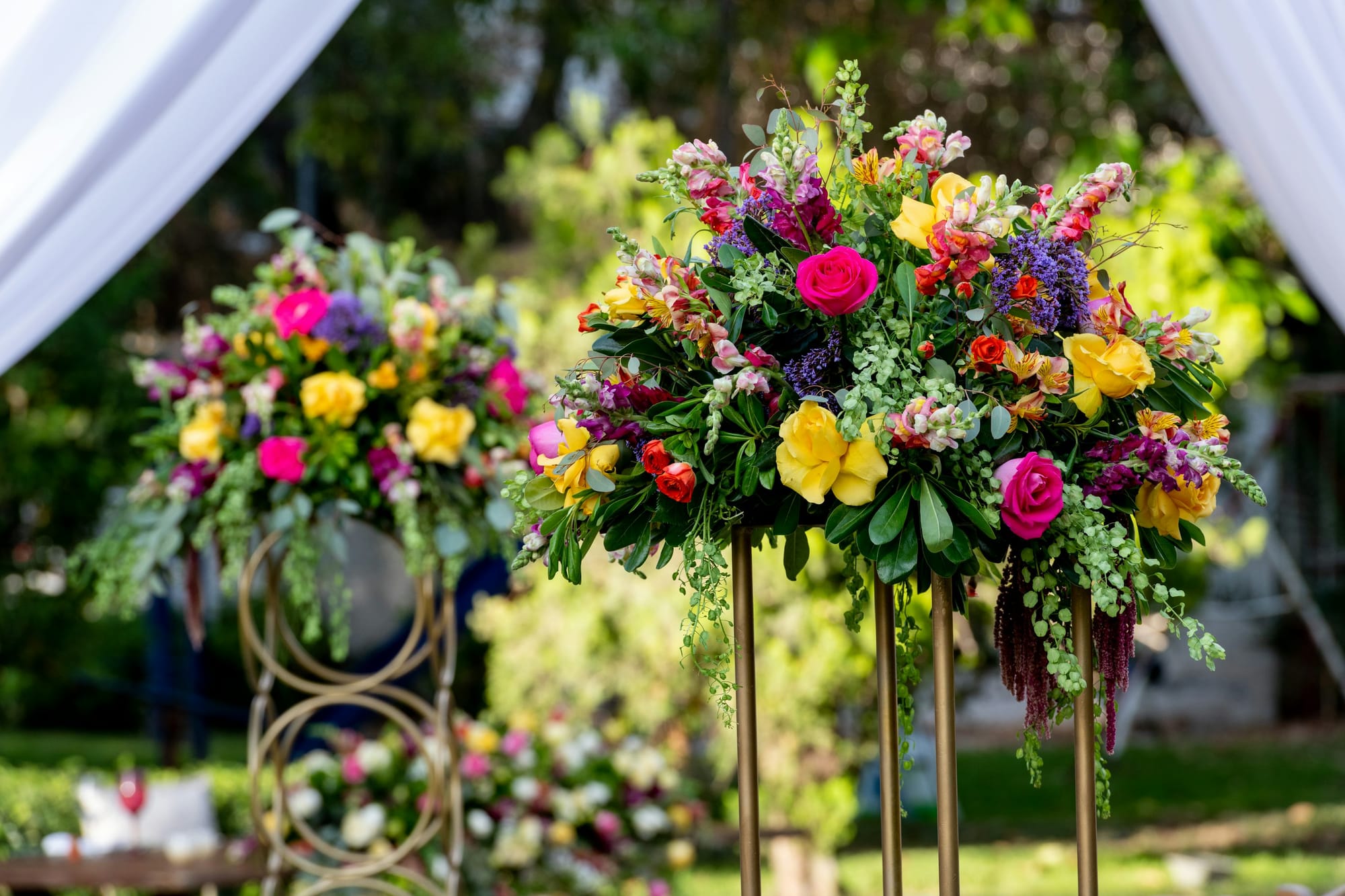 Elegant garden party wreath with peonies and roses