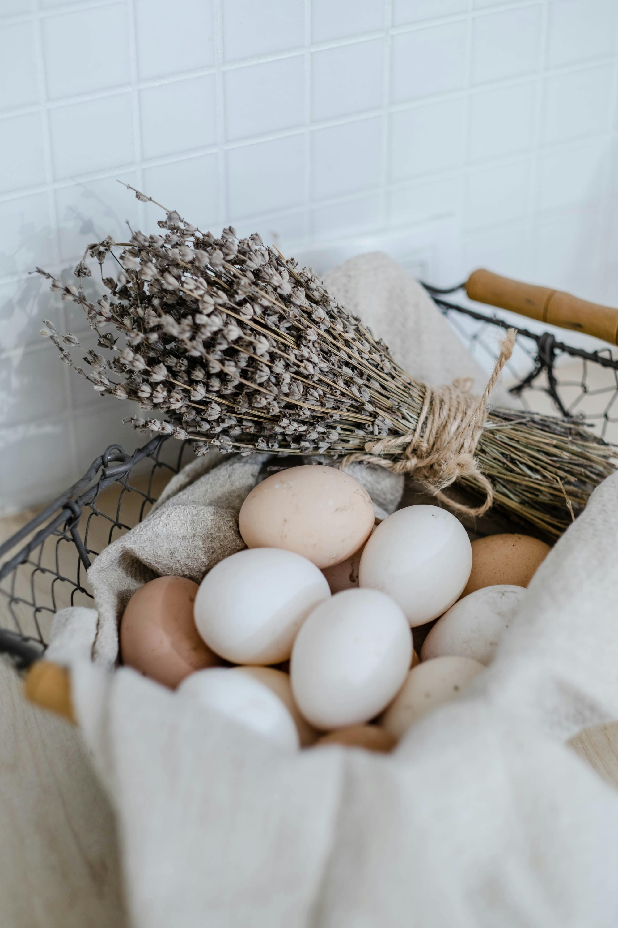 netting over herb drying rack